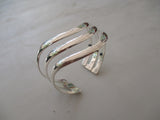 925 Sterling Silver Three Band Curved Cuff Bracelet