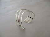 925 Sterling Silver Three Band Curved Cuff Bracelet