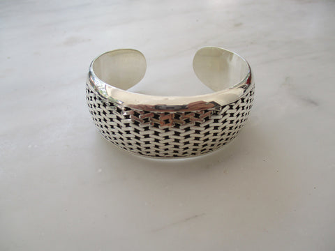 925 Sterling Silver Chain Mesh Cuff Bracelet