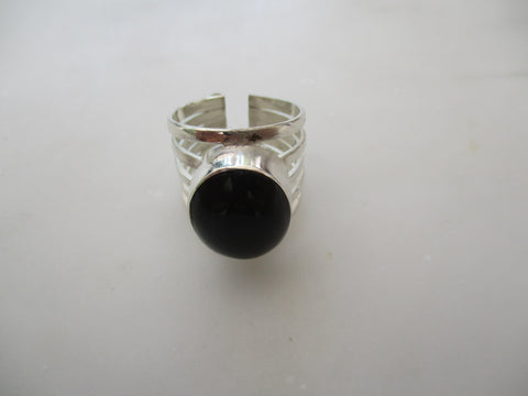 925 Sterling Silver and Black Onyx Five Band ring