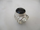 925 Sterling Silver and Black Onyx Five Band ring