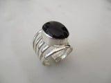 925 Sterling Silver and Black Onyx Five Band ring