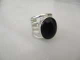 925 Sterling Silver and Black Onyx Five Band ring