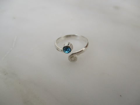 925 Sterling Silver and Blue Topaz Toe Ring