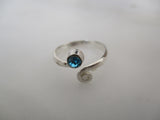 925 Sterling Silver and Blue Topaz Toe Ring