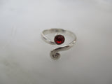 925 Sterling Silver and Garnet Toe Ring