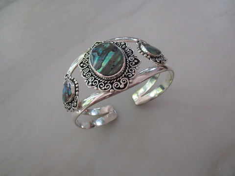 925 Sterling Silver and Paua Shell Cuff Bracelet